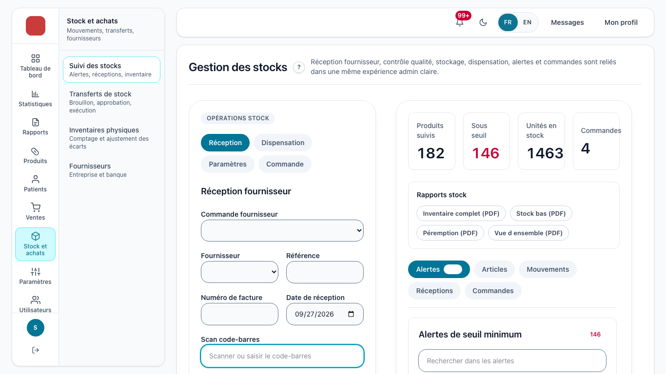 Stock par lot et péremption