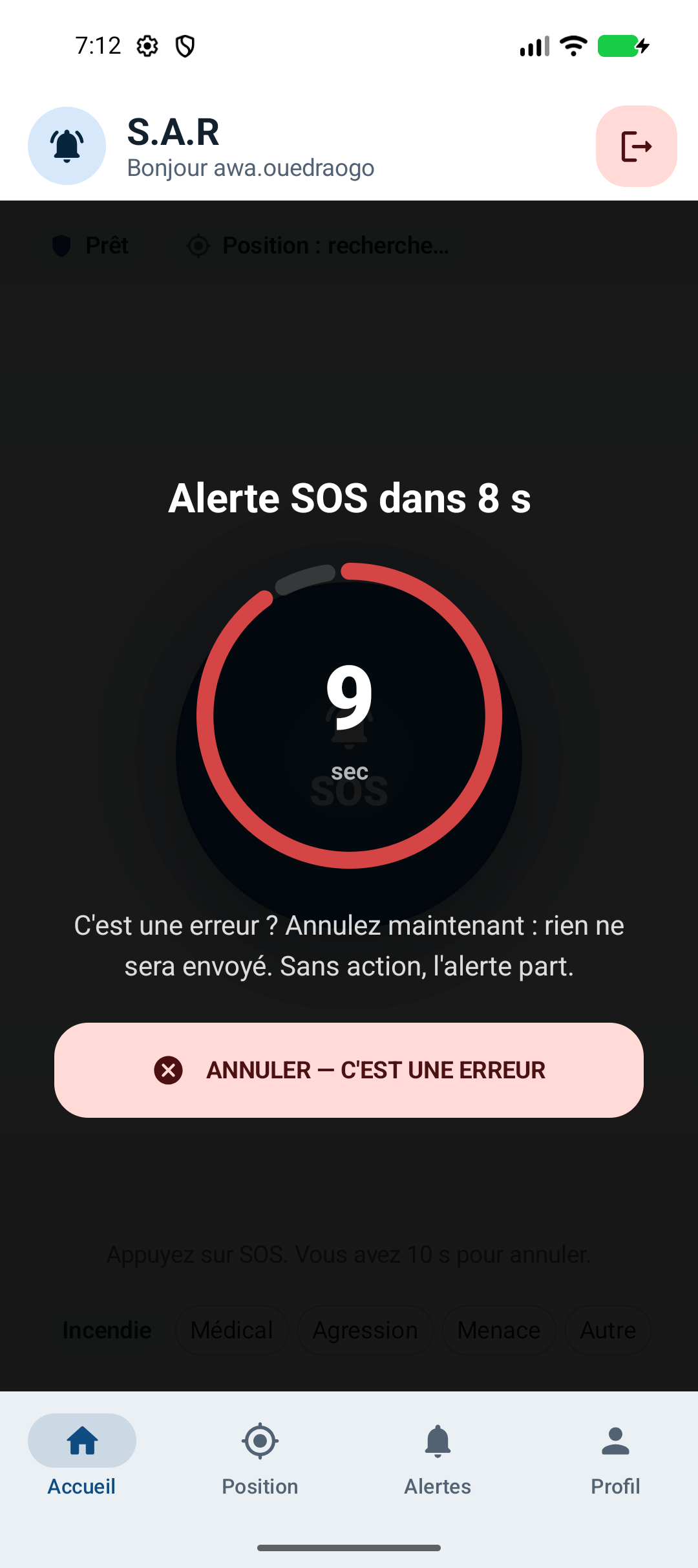 Compte à rebours d'annulation