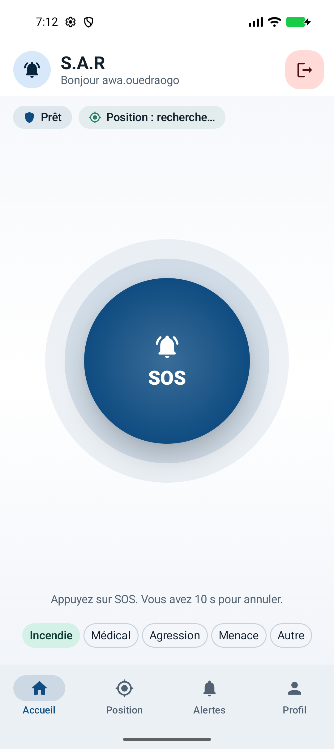Bouton d'alerte d'urgence
